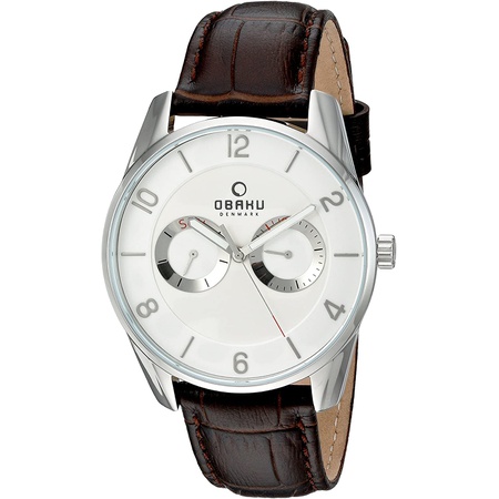 많이 찾는 Obaku Mens Quartz Stainless Steel and Leather Dress Watch Color:Brown (Model: V171GMCIRN) PROD