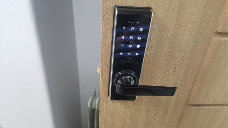  오피스텔 기숙사 호텔 목문 디지털도어락 EN750W 설치