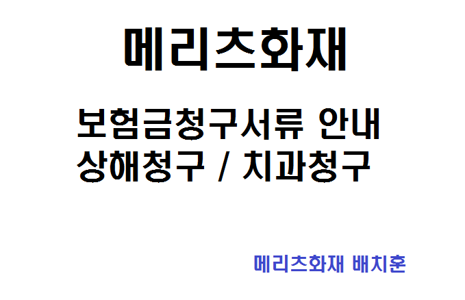  메리츠화재 보험금청구서류 - 상해, 치아보험