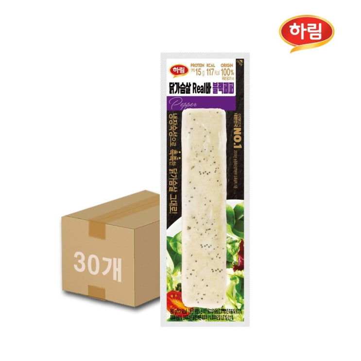 가성비갑 하림 닭가슴살 리얼바 블랙페퍼 80g Real바 30개, 단품 추천합니다