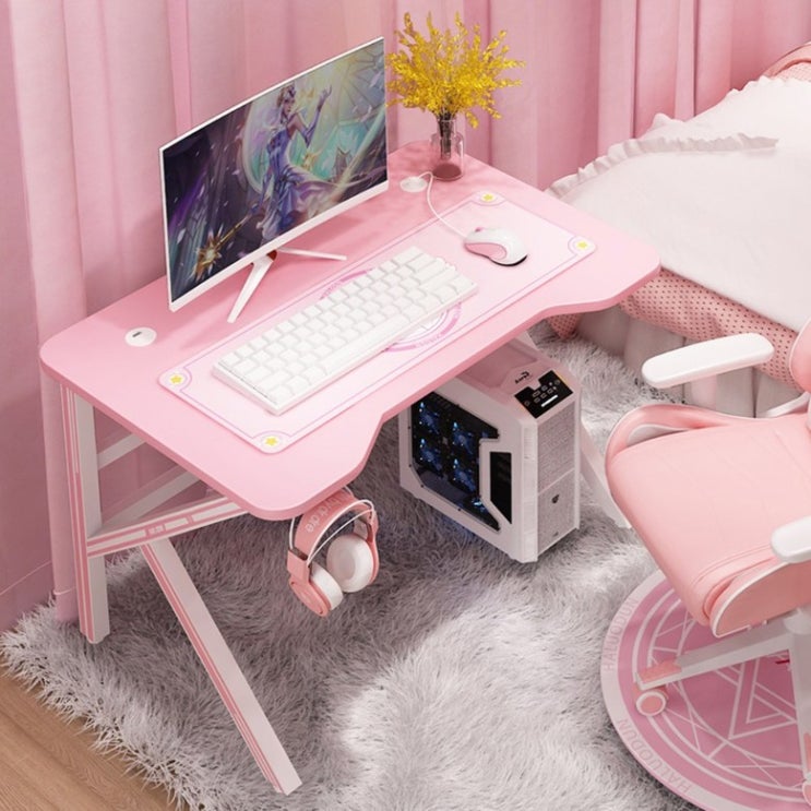 구매평 좋은 여성 남성 전용 1인용 컴퓨터 책상 PC게임전용 게이밍 책상, 핑크게임테이블 길이 80 너비 60 높이75 추천해요