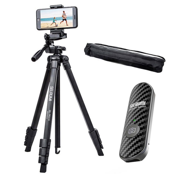 많이 찾는 셀루미 최장 158cm 스마트폰 DSLR 삼각대 세트, SEL-TRD310(삼각대), SEL-ST200V(리모컨 블랙) 추천합니다