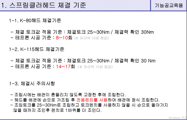  스프링클러체결 기준