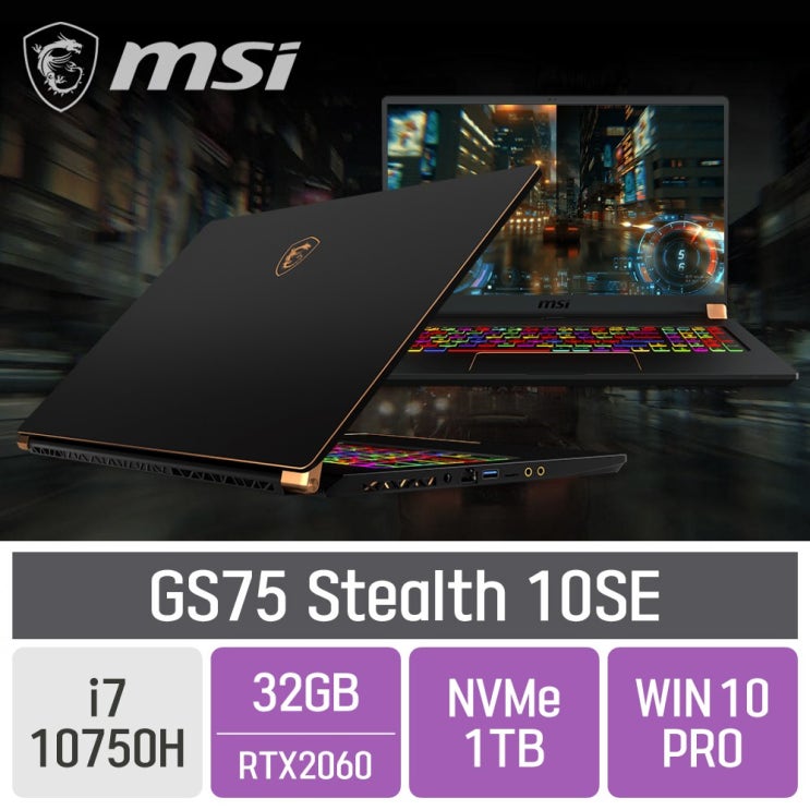 당신만 모르는 MSI 게이밍 GS75 Stealth 10SE, SSD 1TB, 포함, 32GB ···