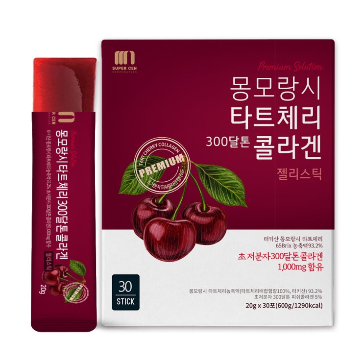 최근 인기있는 슈퍼쎈 몽모랑시 타트체리 300달톤 콜라겐 젤리스틱, 20g, 30개 좋아요