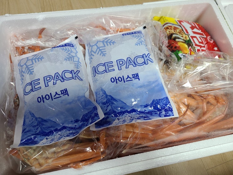  "구룡포통큰수산"에서 연지홍게를 택배로 시켜 봤어요!! 라면에 넣어 먹으면 일품!