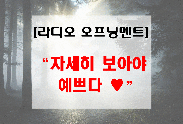  [라디오 오프닝멘트] 자세히 보아야 예쁘다