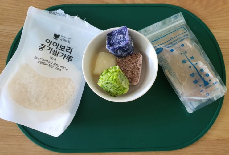 밥솥으로 하는 중기 이유식. 소고기적채양파브로콜리죽(6배죽, 한끼 165g 기준)