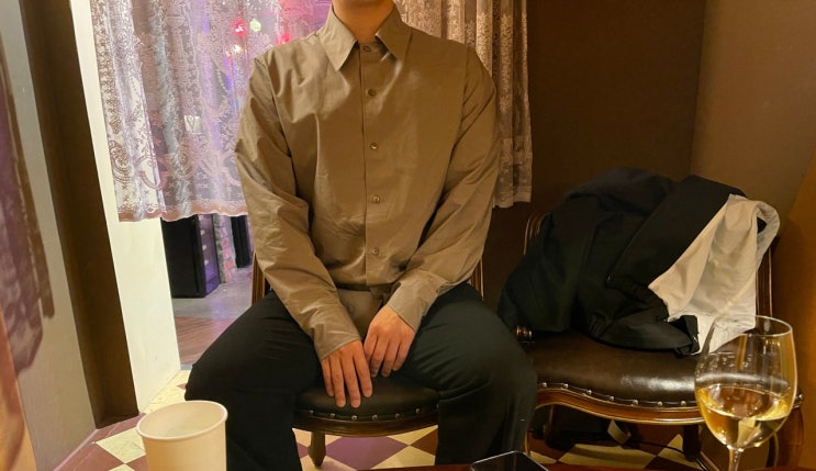 벨리에 기자 코튼 릴렉스드 셔츠 카키그레이 BELIER셔츠