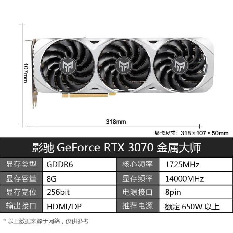 최근 많이 팔린 Galaxy GeForce 3070 메탈 RTX 마스터 N 카드 e 스포츠 게임 그래픽 256 비트 그래픽 카드 좋아요