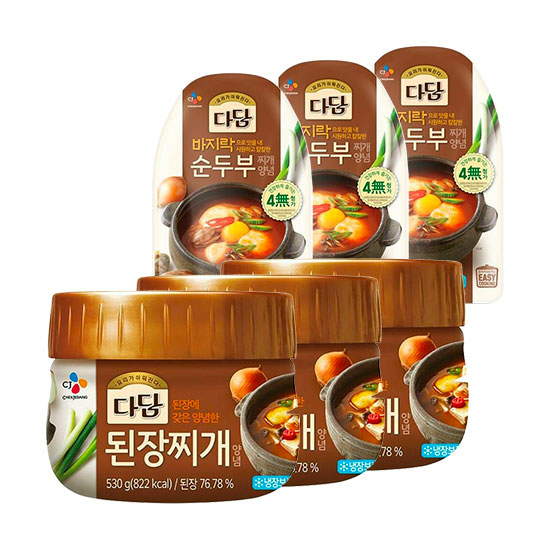 갓성비 좋은 [K쇼핑]CJ 다담 된장찌개 530g*3통 + 순두부찌개 140g *3봉 좋아요