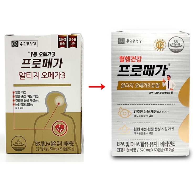 의외로 인기있는 프로메가 종근당알티지오메가3 듀얼 520mg x 60캡슐 1박스 추천합니다