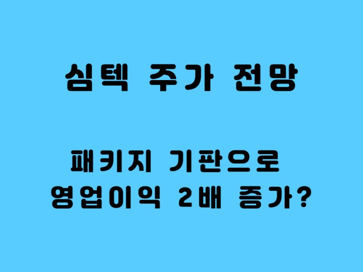  심텍 주가 배당금 - 패키지 기판 영업이익 2배 간다