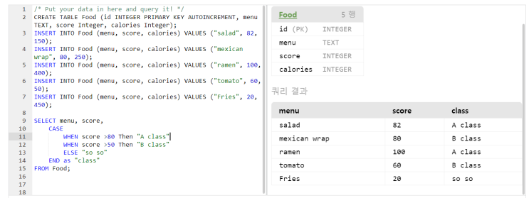 SQL 직접 데이터 넣고 출력해보기