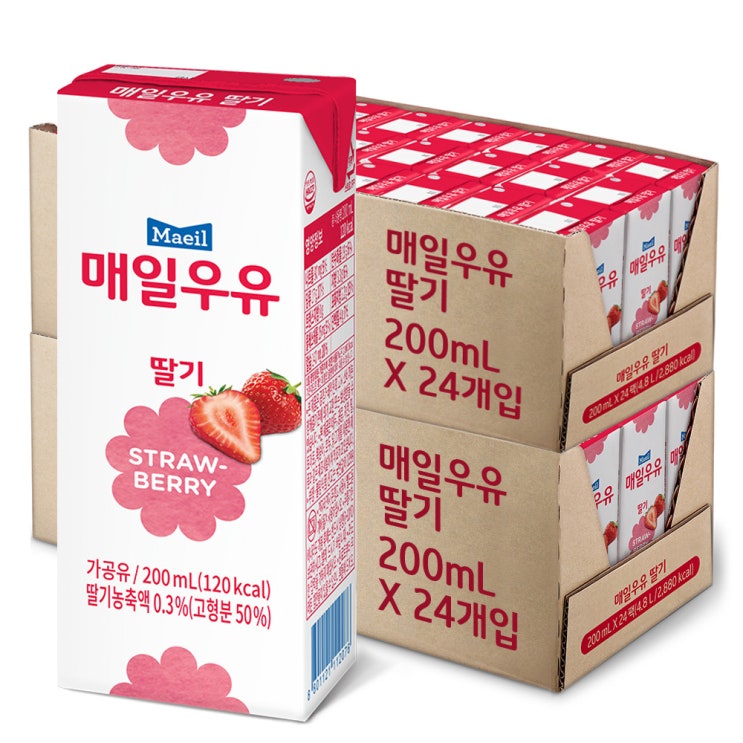 가성비 좋은 매일유업 멸균우유 딸기, 200ml, 48개 추천합니다