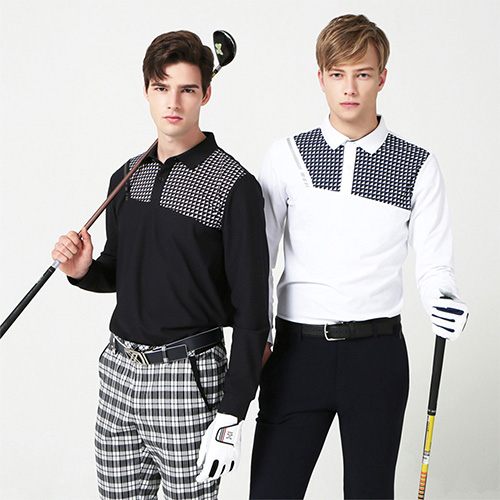 최근 많이 팔린 JDX 골프 봄 가을 간절기 남성 앞판 기하학 패턴 사선 요크 티셔츠 X1QFTLM04 추천해요