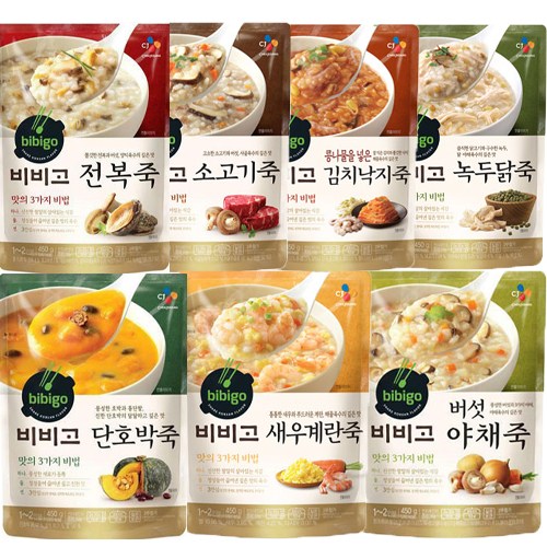 요즘 인기있는 hj마켓 CJ 비비고 죽7종450g(녹두닭죽+김치낙지죽+소고기죽+전복죽+버섯야채죽+단호박죽+새우계란죽) 1세트, 1개 좋아요