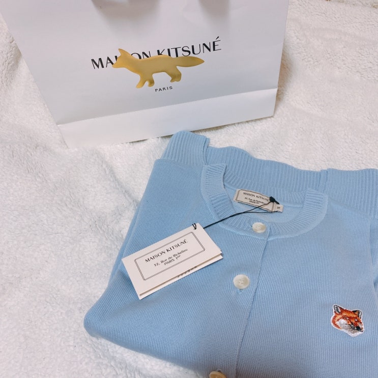  [Maison Kitsune] 메종키츠네 폭스헤드가디건 스카이블루 M, Bertil windbreaker 스카이블루 XL 백화점 구매 후기