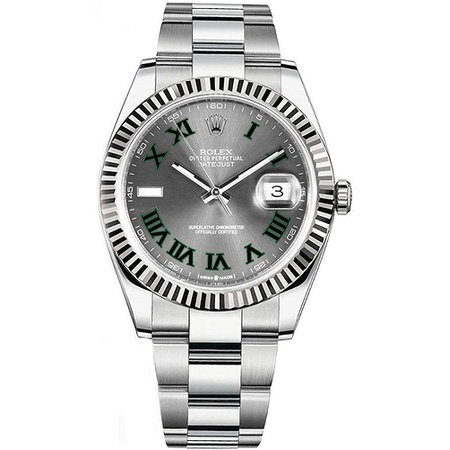 선택고민 해결 Rolex Datejust 41 Grey Dial with Green Roman Numeral Markers Mens Watch Ref. 126334 PROD8000