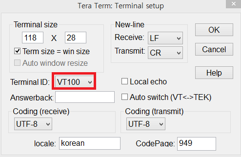  TeraTerm VT100 ARROW KEY (참조용)