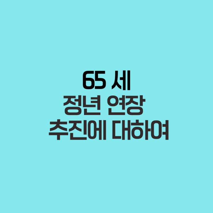  65세 정년 연장 추진에 대하여
