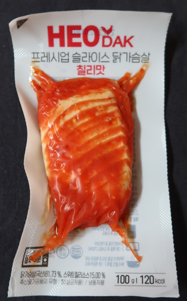  허닭 프레시업 슬라이스 닭가슴살 칠리맛 내돈내산