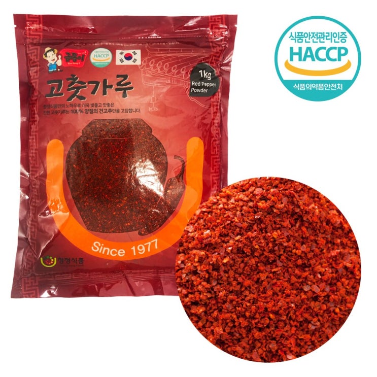 잘팔리는 청정식품 HACCP 국산 태양초 고춧가루 굵은가루 1kg, 1개 추천합니다 잘팔리는 청정식품 HACCP 국산 태양초 고춧가루 굵은가루 1kg, 1개 추천합니다
