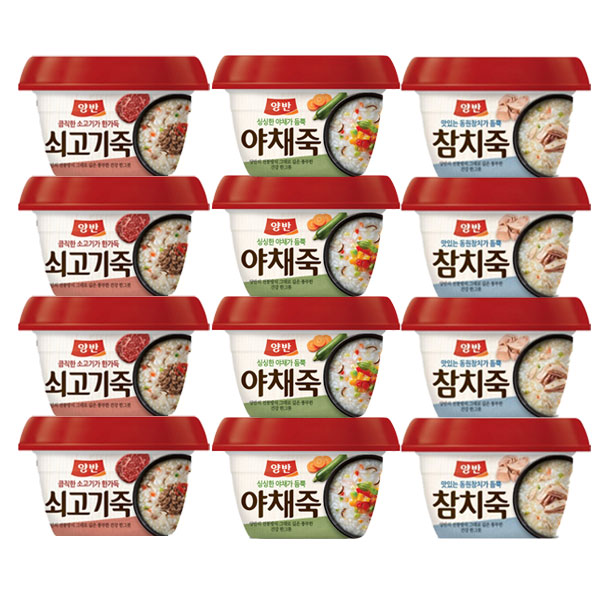 가성비 뛰어난 동원 양반 쇠고기죽4개+야채죽4개+참치죽4개, 288g, 12개 추천합니다