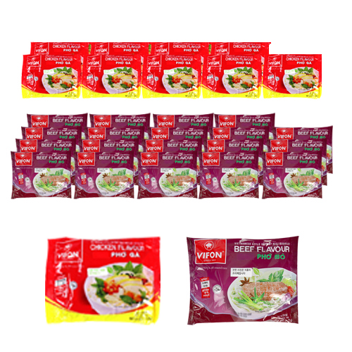많이 팔린 비폰 포보 베트남 쌀국수 즉석라면 소고기맛 60g x 20p + 닭고기맛 60g x 10p, 1세트 추천해요