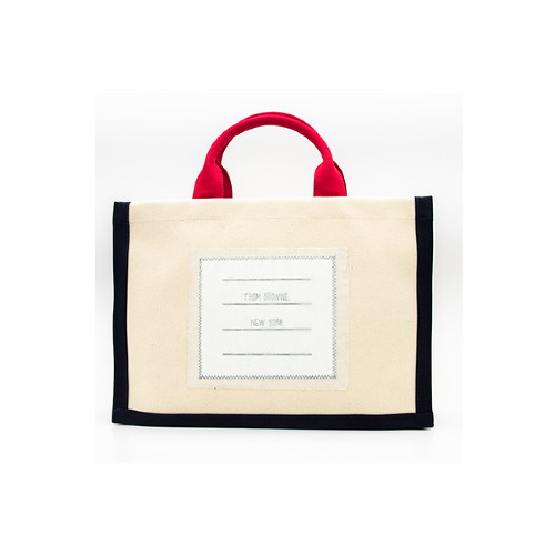 리뷰가 좋은 THOM BROWNE 트라이컬러 코튼 캔바스 네임택 토트 백 MAG230A06555 좋아요 리뷰가 좋은 THOM BROWNE 트라이컬러 코튼 캔바스 네임택 토트 백 MAG230A06555 좋아요