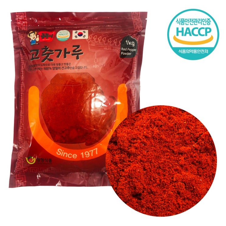 후기가 정말 좋은 청정식품 HACCP 국산 태양초 고춧가루 고은가루 1kg CJA001-7, 1개 ···