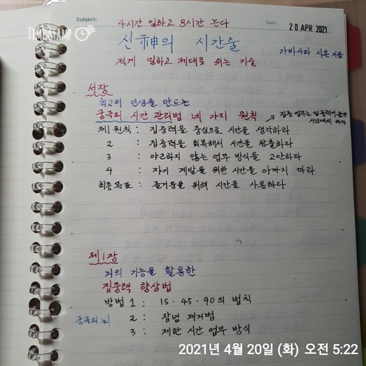  4월 20일 미라클모닝 - 궁극의 시간 관리