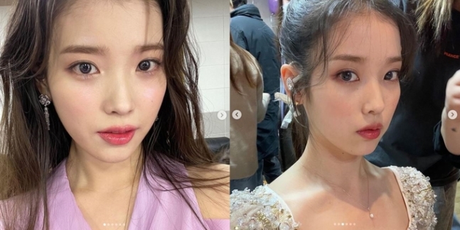  봄날의 라일락 한 떨기 연상케 하는 아이유의 데일리룩