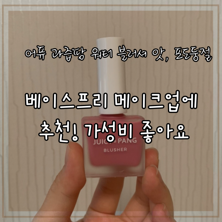 어퓨 과즙팡 워터 블러셔 앗, 포도둥절 베이스프리 메이크업에 추천! 가성비 좋아요 (쿨톤 리퀴드 블러셔)