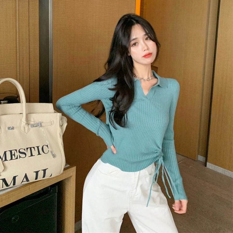 인기 급상승인 POLO 넥 니트 이너셔츠 여성 겨울 가을 이너웨어 슬림 드로스트링 긴소매 상의 섹시 스키니핏 브이넥 스웨터 트렌드 추천합니다 인기 급상승인 POLO 넥 니트 이너셔츠 여성 겨울 가을 이너웨어 슬림 드로스트링 긴소매 상의 섹시 스키니핏 브이넥 스웨터 트렌드 추천합니다