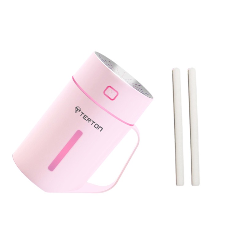가성비갑 테르톤 컵 휴대용 LED 미니 가습기 PINK 420ml + 리필 필터 2p, SK-905 ···