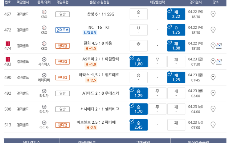 2021.04.23 프로토 Proto 아쉬웠던 야구 + 해축 올킬 2021.04.23 프로토 Proto 아쉬웠던 야구 + 해축 올킬