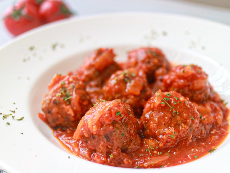  수제 떡갈비 반죽으로 토마토케첩 소스 미트볼조림 만들기, 어린이 반찬 요리 레시피