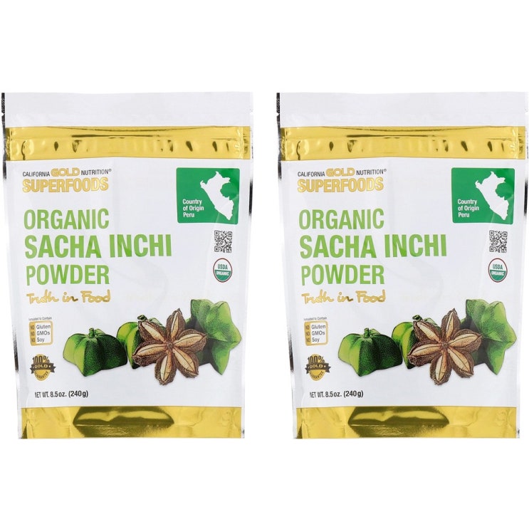 선호도 높은 캘리포니아 골드 뉴트리션 Californiagold Nutrition Superfoods Organic Sacha Inchi Powder 8.5oz (240g) 2개,