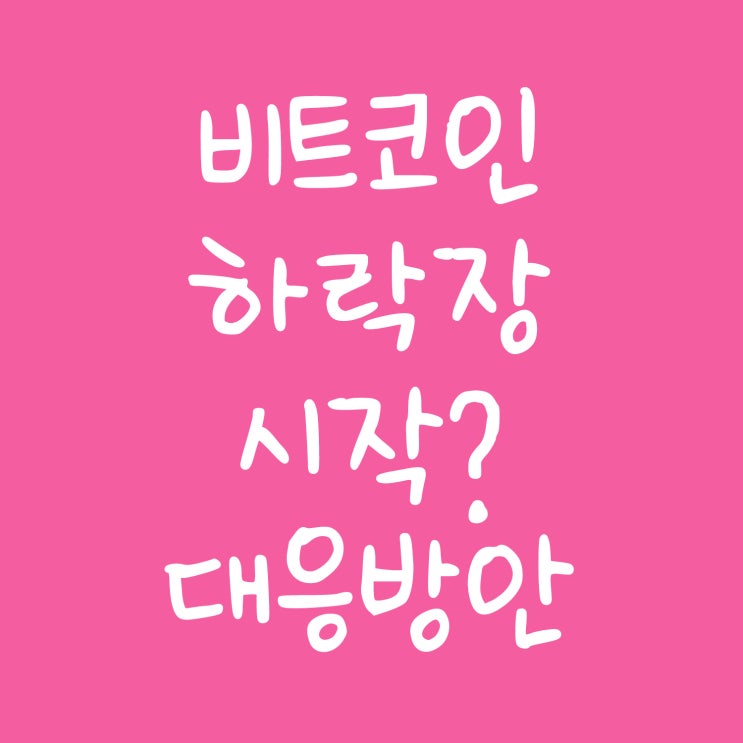  비트코인 하락장 시작? 대응방안