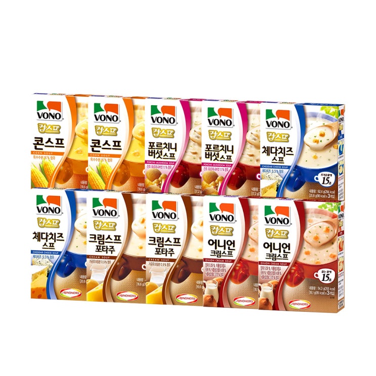 가성비 뛰어난 보노 스프 혼합 콘스프 3p + 포르치니 3p + 체다치즈 3p + 크림스프 3p + 어니언크림 3p, 2세트 ··· 가성비 뛰어난 보노 스프 혼합 콘스프 3p + 포르치니 3p + 체다치즈 3p + 크림스프 3p + 어니언크림 3p, 2세트 ···