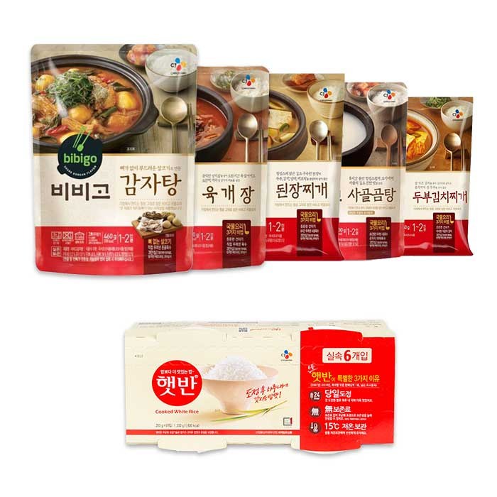 최근 많이 팔린 비비고 혼밥세트 감자탕 육개장 된장찌개 사골곰탕 두부김치찌개 햇반6개, 1세트 추천합니다