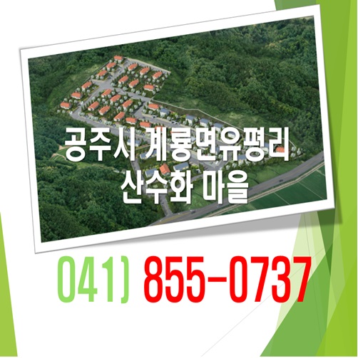  공주시 계룡면 유평리 산수화마을/전원주택지  분양(잔여필지)