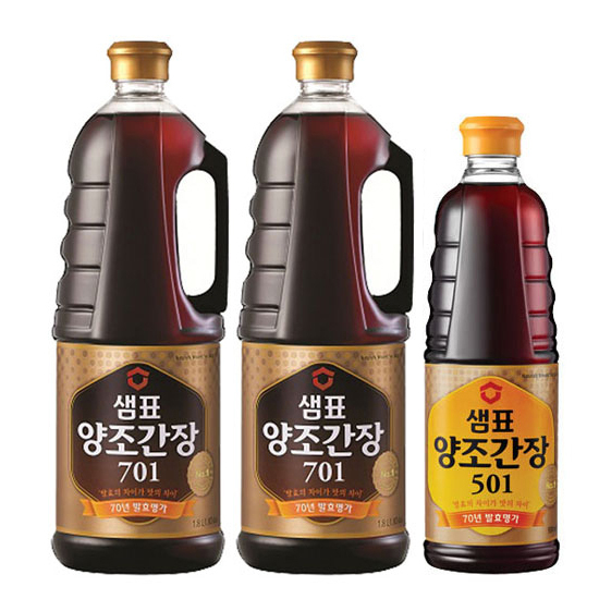 인기 많은 샘표 양조간장 701-1.8L*2개 + 501-930mll, 1set 좋아요 인기 많은 샘표 양조간장 701-1.8L*2개 + 501-930mll, 1set 좋아요