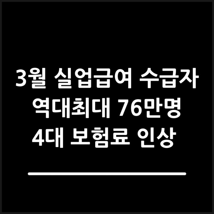  3월 실업급여 수급자 역대최대 76만명 , 4대보험료 인상될 것