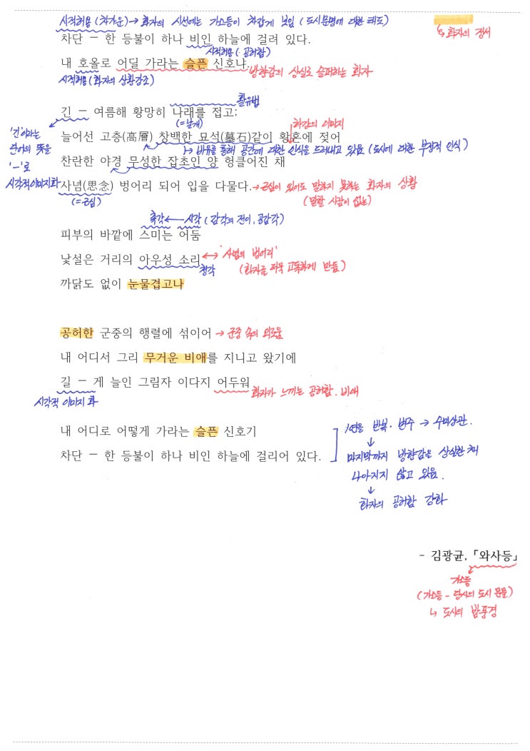 와사등 - 김광균 , 해석 / 해설 / 분석