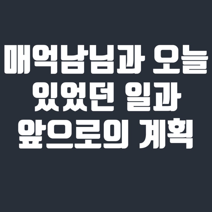  유튜버 매억남님과 오늘 있었던 일 죄송합니다, 그리고 앞으로의 계획