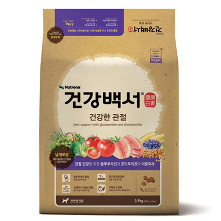 인지도 있는 건강백서 전연령 생선 건강한 관절 애견사료, 3.9kg, 1개 ···