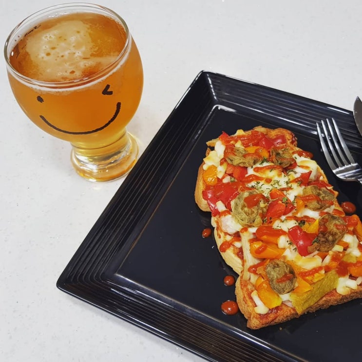  혼맥메뉴, 식빵으로 만든 피자빵&맥주 [식빵피자]