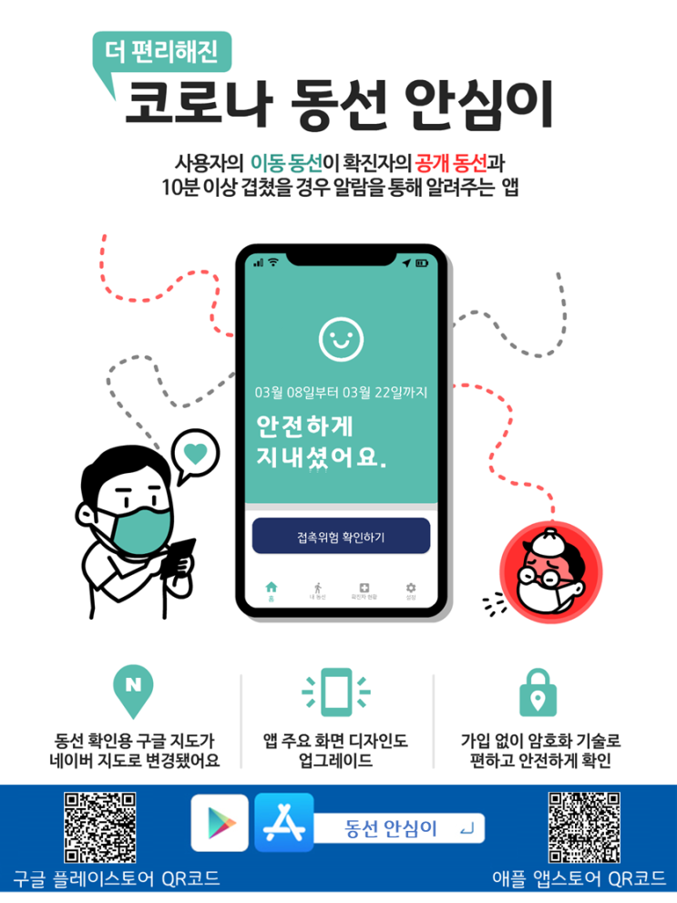  코로나 동선 안심이 어플을 이용해보세요!